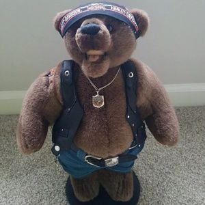 "Tiny" Harley Davidson Collectable Bear with Stand